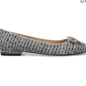 Chic Women's Tweed Flats in Black/white/silver